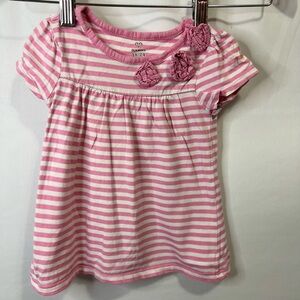 Old Navy Girls Pink & White Striped Shirt Size 18-24M